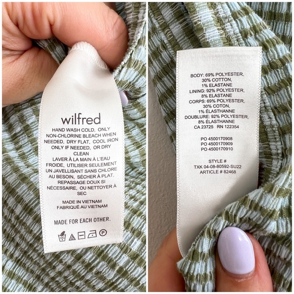 🏷️ SOLD • WILFRED • Verona Seersucker Midi Dress in Hayward Htw Bl/Scin Gr • M - Picture 10 of 14